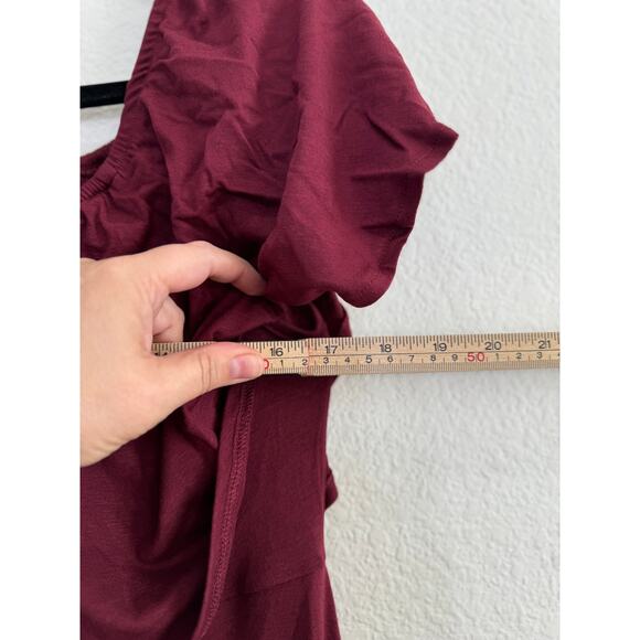NWT Women's Off Shoulder Maroon Hi-Low Maternity Dress Empire Gown Small - Picture 5 of 12